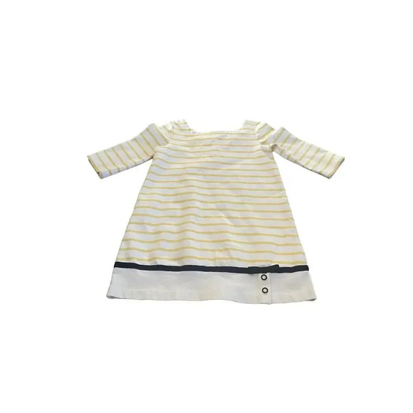 Janie and Jack Yellow Long Sleeve Striped Ribbon Trim A-Line Dress Size 5 - Picture 3 of 5